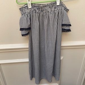 Blue and white checked summer dress